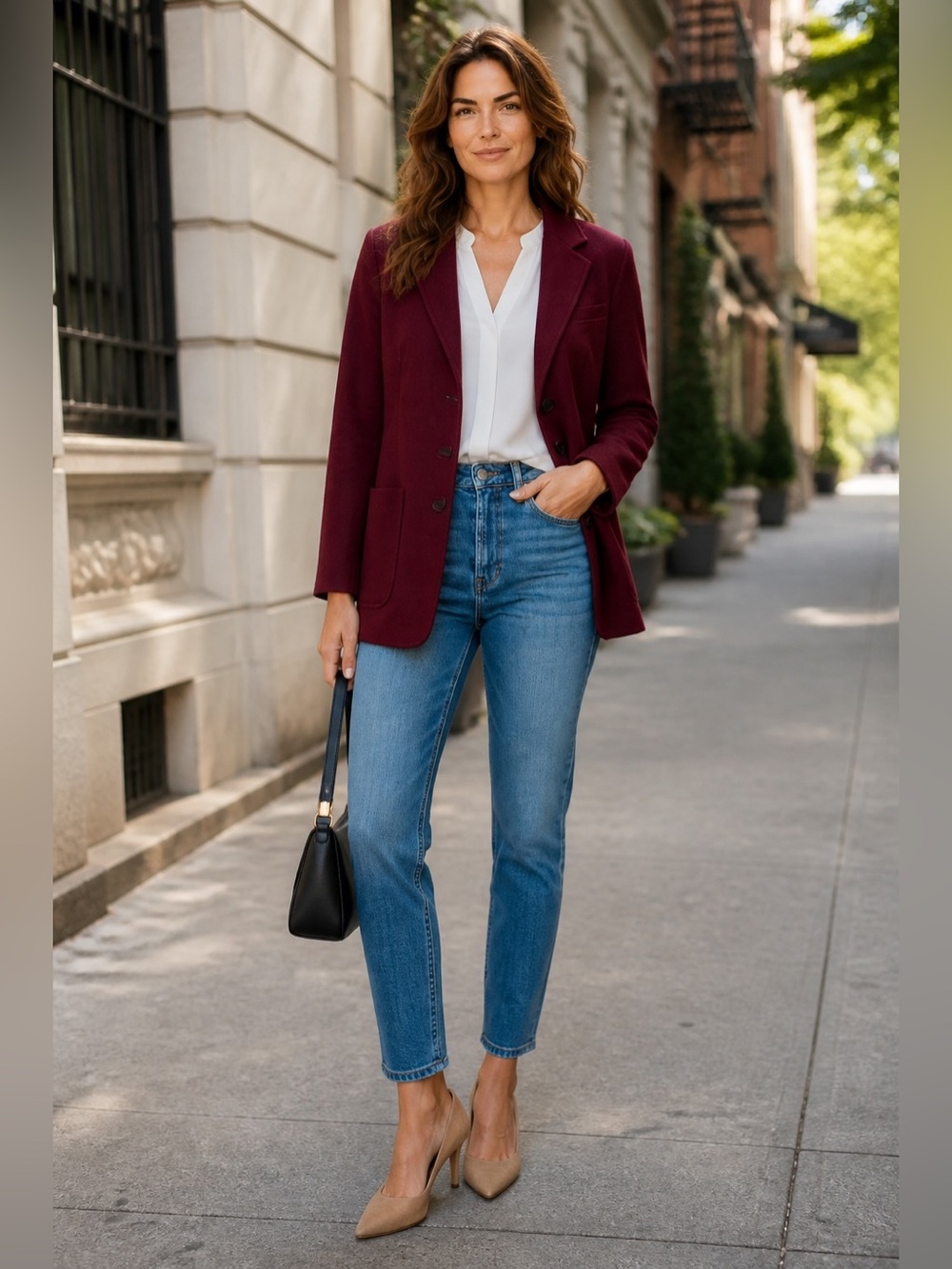 Karen Kane Uptown Girl Oversized Blazer in Eggplant-NWT